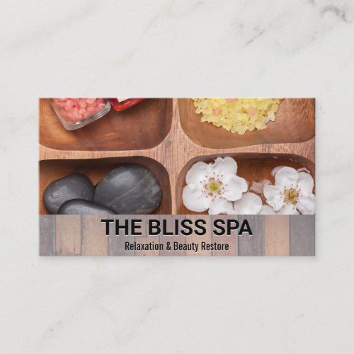 Wood Trim  Oils Bath Salts Stones Business Card