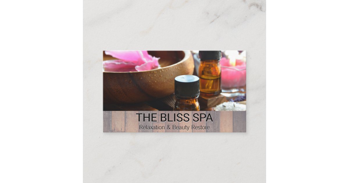 Wood Trim Salon Oils and Bath Salts Business Card Zazzle