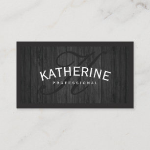 Wood Trim   Script Monogram Business Card