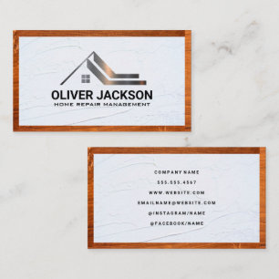 Wood Trim Spackle Real Estate Metal Logo Business Card