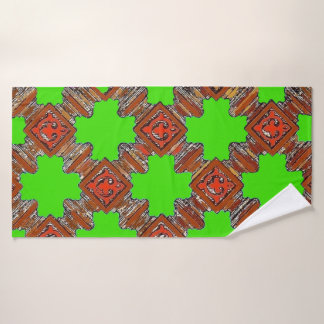 wood turnings print bath towel set