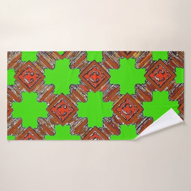 wood turnings print bath towel set (Bath Towel)