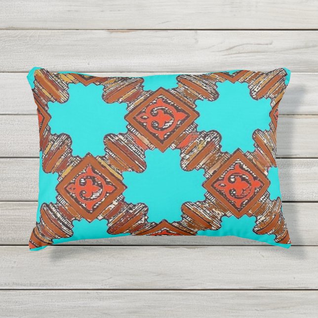 wood turnings print outdoor pillow (Front)