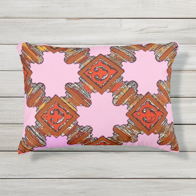 wood turnings print outdoor pillow (Front)