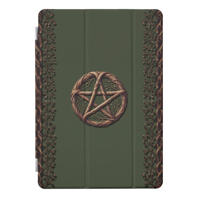 Wood Twig Pentacle Olive Green Wiccan  iPad Pro Cover (Front)