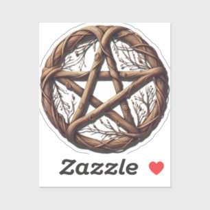 Wood Twig Pentacle Wiccan Wedding Sticker