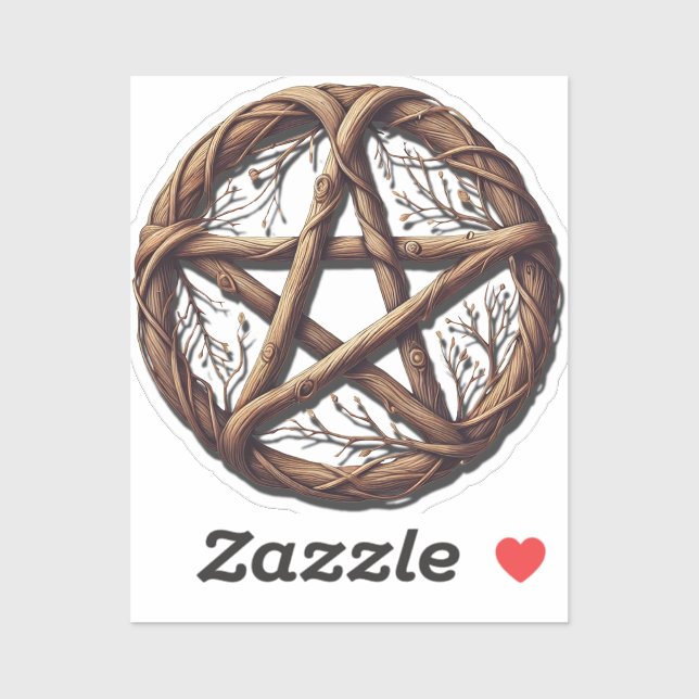Wood Twig Pentacle Wiccan Wedding Sticker (Sheet)