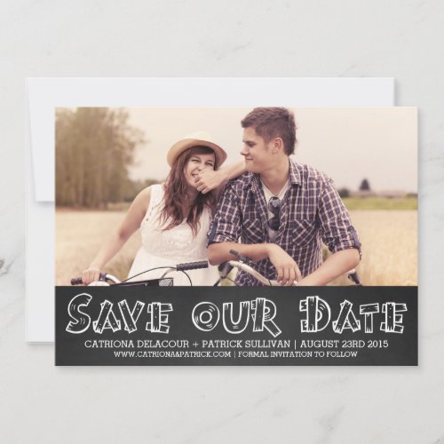 Wood Typography Photo Save Our Date Announcement