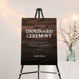 Wood Unplugged Wedding Ceremony Welcome Sign