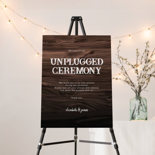 Wood Unplugged Wedding Ceremony Welcome Sign