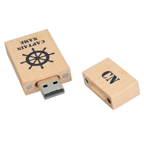 Wood USB pen drive with boat steer logo