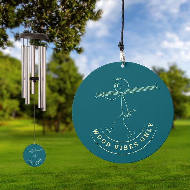 Wood Vibes in Teal Wind Chime (Outdoor)