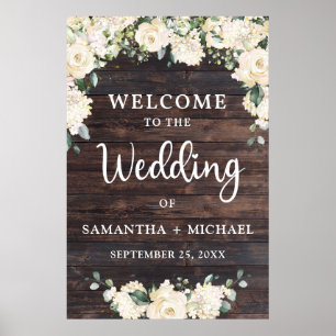 Wood vintage rustic wedding welcome sign boho