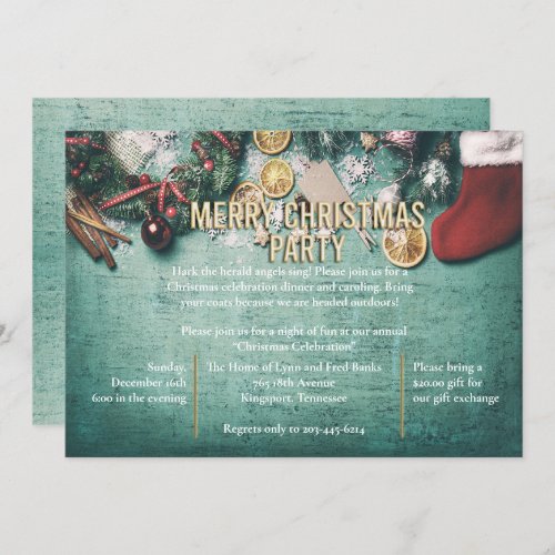 Wood Vintage Style Christmas Party Invitation