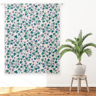 Wood Violet Anemone Flower Botanical Block Print Sheer Curtains