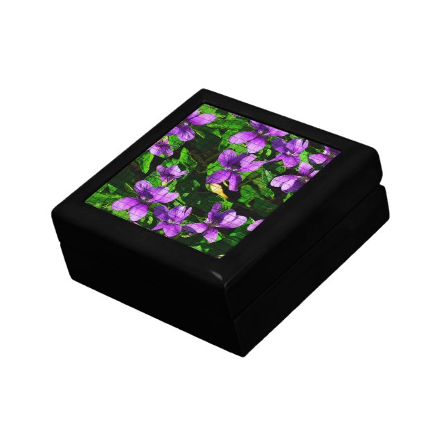Wood Violet Wisconsin State Flower Jewelry Box (Side)