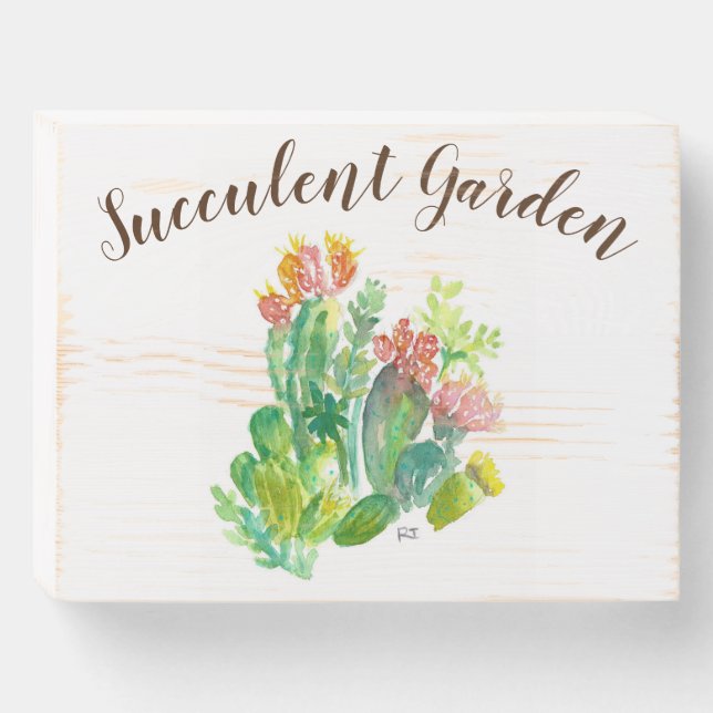 Wood Wall Accent - Succlent Garden Wooden Box Sign (Front Horizontal)