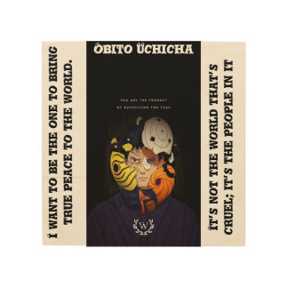Wood wall art design with obito Uchicha image