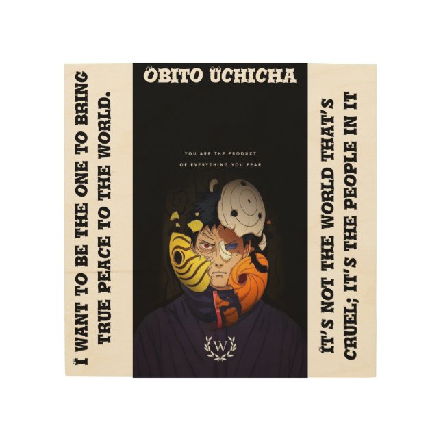 Wood wall art design with obito Uchicha image  (Front)