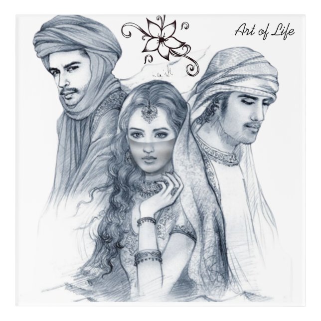 Wood Wall Art Featuring a Beautiful Woman, Two men (Front)