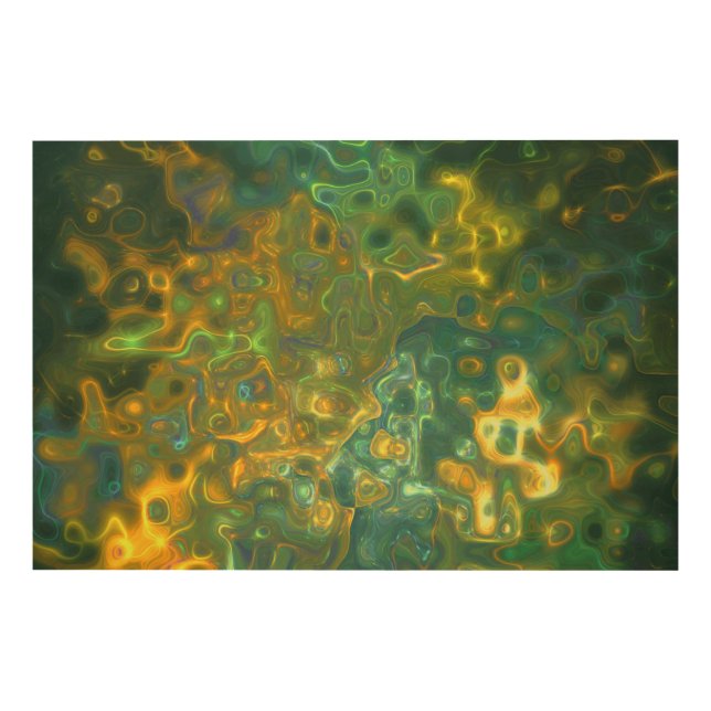 Wood Wall Art Green Yellow Gemstone Pattern (Front)