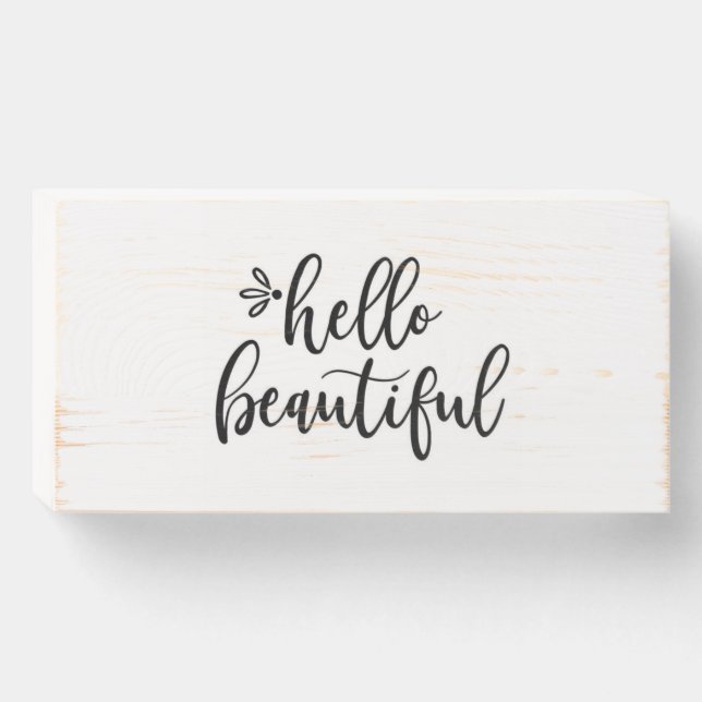 Wood wall art hello beautiful wooden box sign (Front Horizontal)