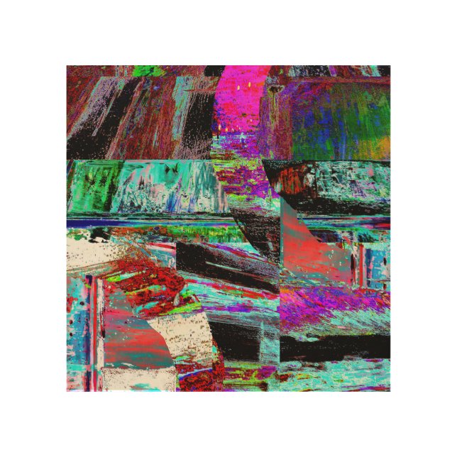 Wood Wall Art – Neon Pulse (Front)