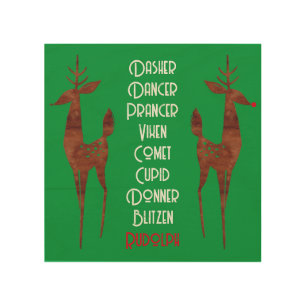 Wood Wall Art - Santa's Reindeer -Rudolph