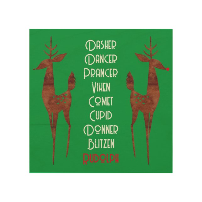 Wood Wall Art -  Santa's Reindeer -Rudolph  (Front)