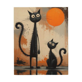 Wood Wall Art two cat