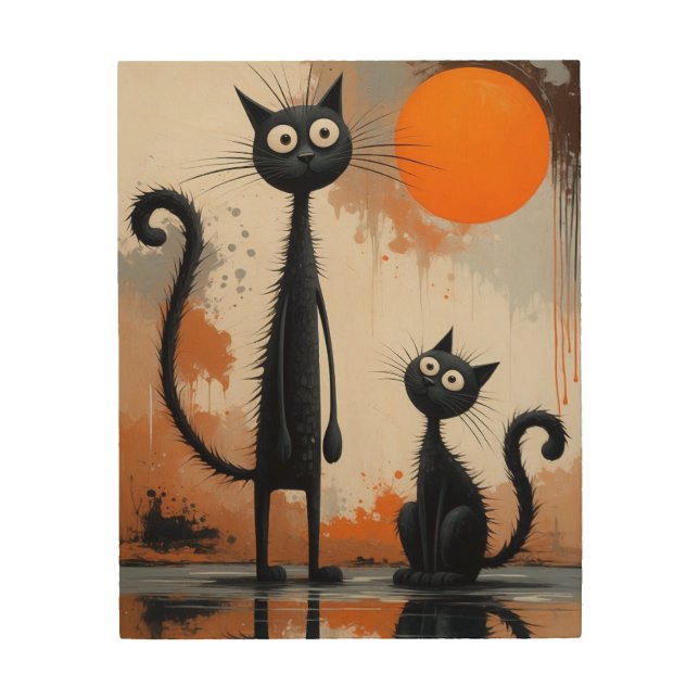 Wood Wall Art two cat (Front)