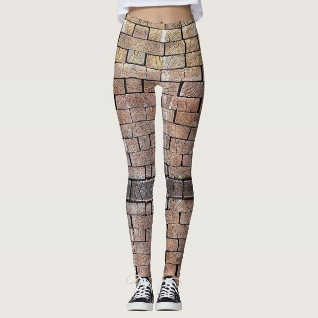 Wood Wall - Power Yoga Leggings (Front)