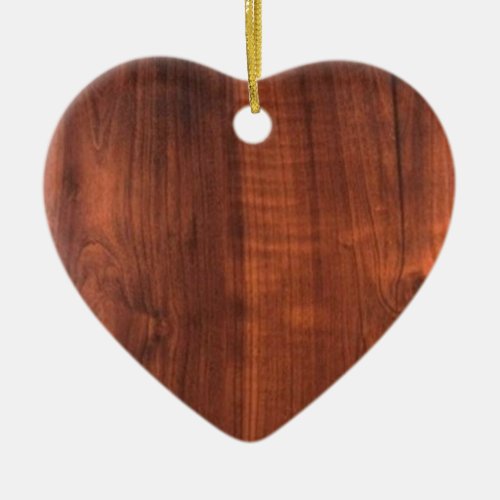 Wood WALNUT look ceramic Blanc Blanche  TEXT Ceramic Ornament