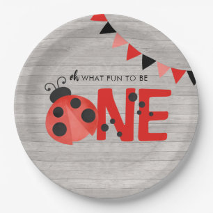 Wood Watercolor Ladybug Oh What Fun To Be One Paper Plates
