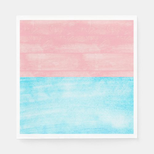 Wood Watercolor Pink and Blue Baby Gender Reveal Napkins