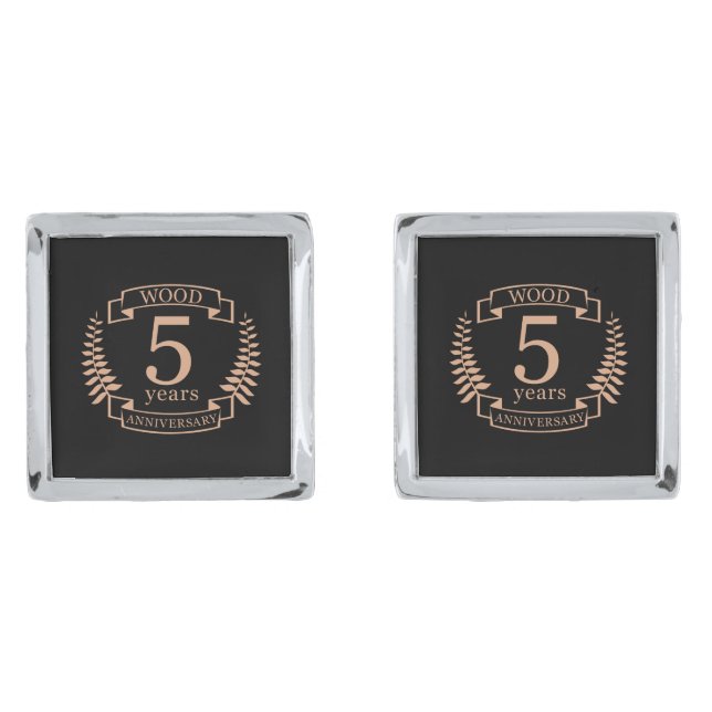 Wood wedding anniversary 5 years cufflinks (Front)