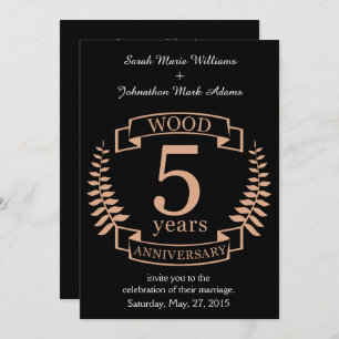 Wood wedding anniversary 5 years invitation