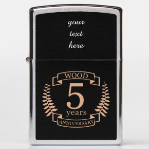 Wood wedding anniversary 5 years zippo lighter