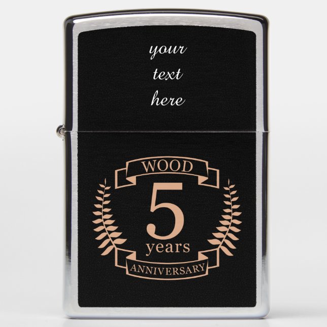 Wood wedding anniversary 5 years zippo lighter (Front)