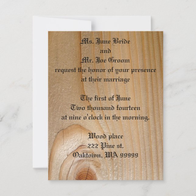 Wood Wedding Invitations - Pine (Front)