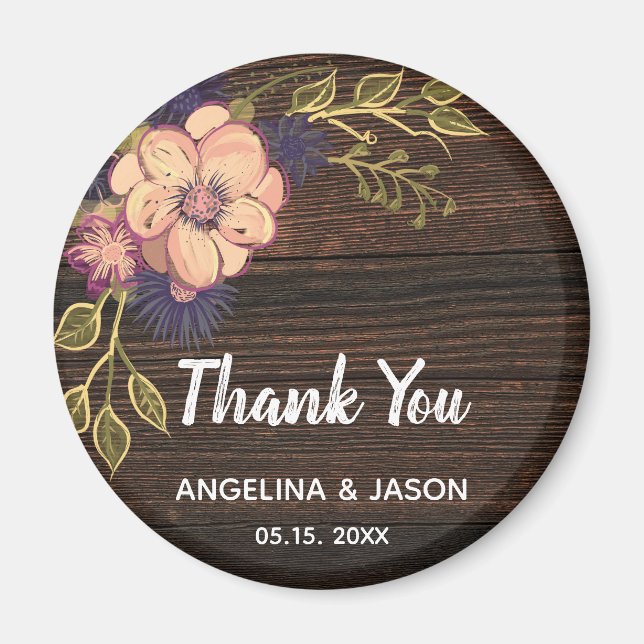 Wood Wedding Thank You Favor Magnet (Front)