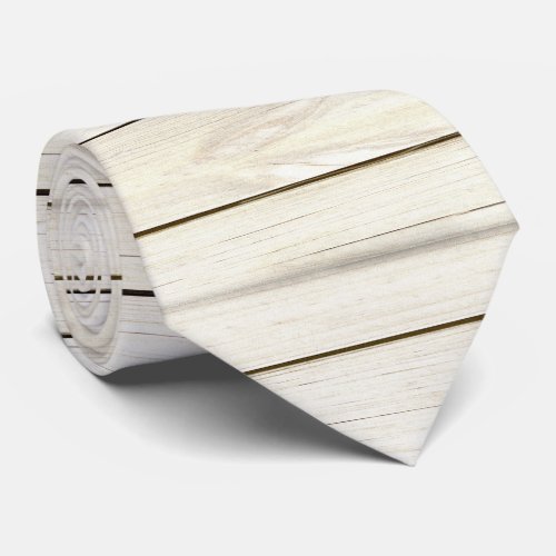 Wood white limewashed horizontal planks pattern neck tie