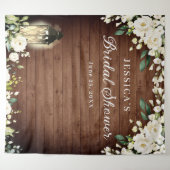 Wood White Rose Bridal Shower Photo Booth Backdrop (Front (Horizontal))