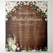 Wood White Rose Bridal Shower Photo Booth Backdrop (Front)