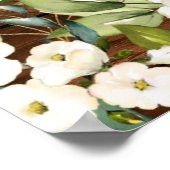 Wood & White Rose Floral  Bridal Shower Photo Prop Poster (Corner)