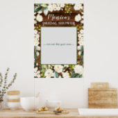 Wood & White Rose Floral  Bridal Shower Photo Prop Poster (Kitchen)