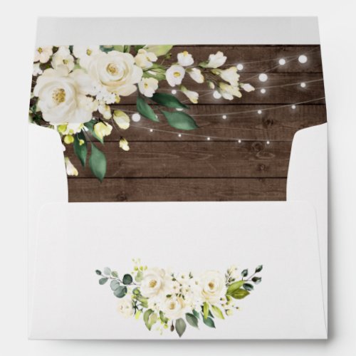 Wood  White Roses  Floral Lantern for 5x7 card Envelope