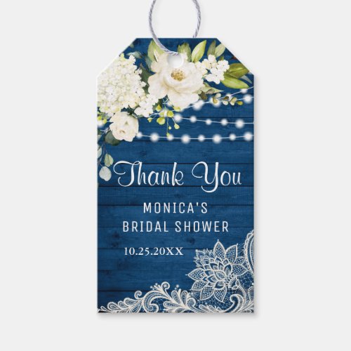 Wood  White Roses Greenery Rustic Favor Thank You Gift Tags