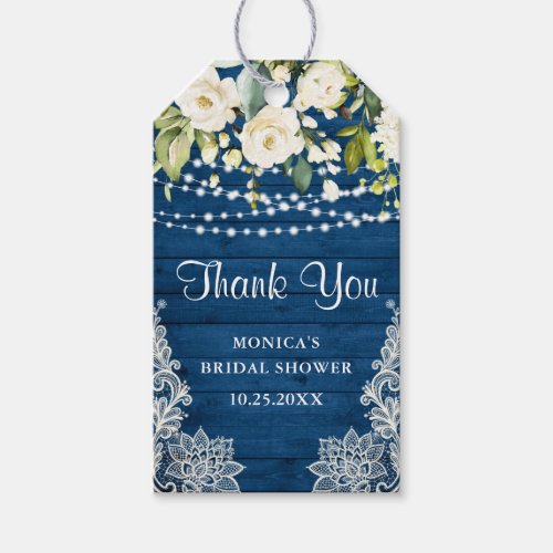 Wood  White Roses Greenery Rustic Favor Thank You Gift Tags