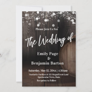 Wood Wine Barrel Lights Casual The Wedding of Invitation